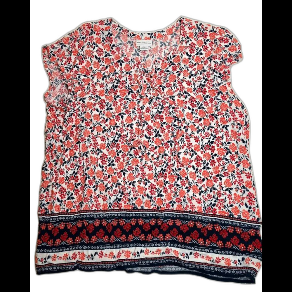 Liz Claiborne floral short sleeve top womens XXL